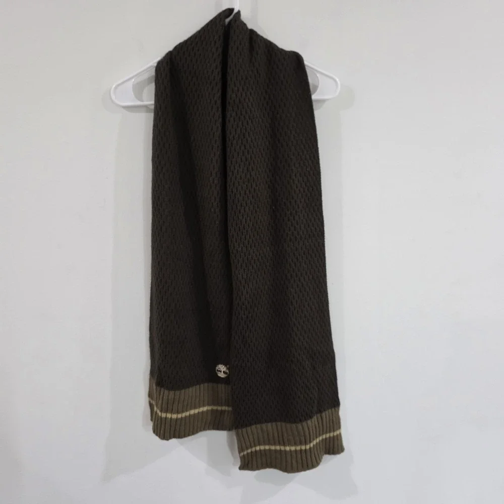 Y2K‎ Timberland Mens Scarf Knit Brown Preppy Outdoor